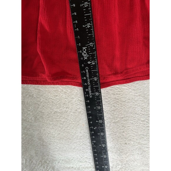 Mi Ami Gauzy Red Boho Top Red With Black Embroidered Balloon Sleeve Size Small - Picture 8 of 8